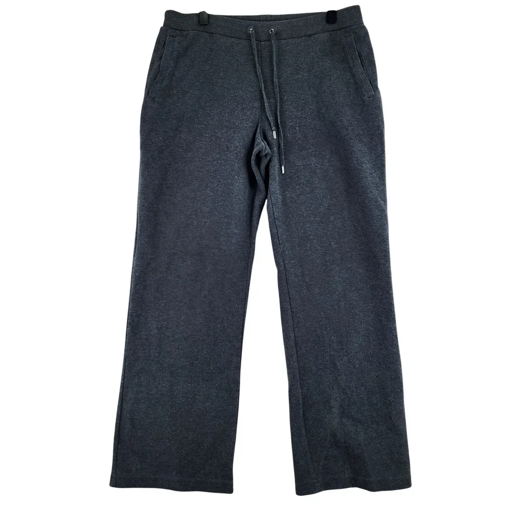 Lauren Ralph Lauren Womens PS  Charcoal Sweatpants Drawstring Waist Wide Leg‎